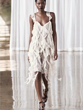 Ethereal Ivory Layered Ruffle Slip Dress